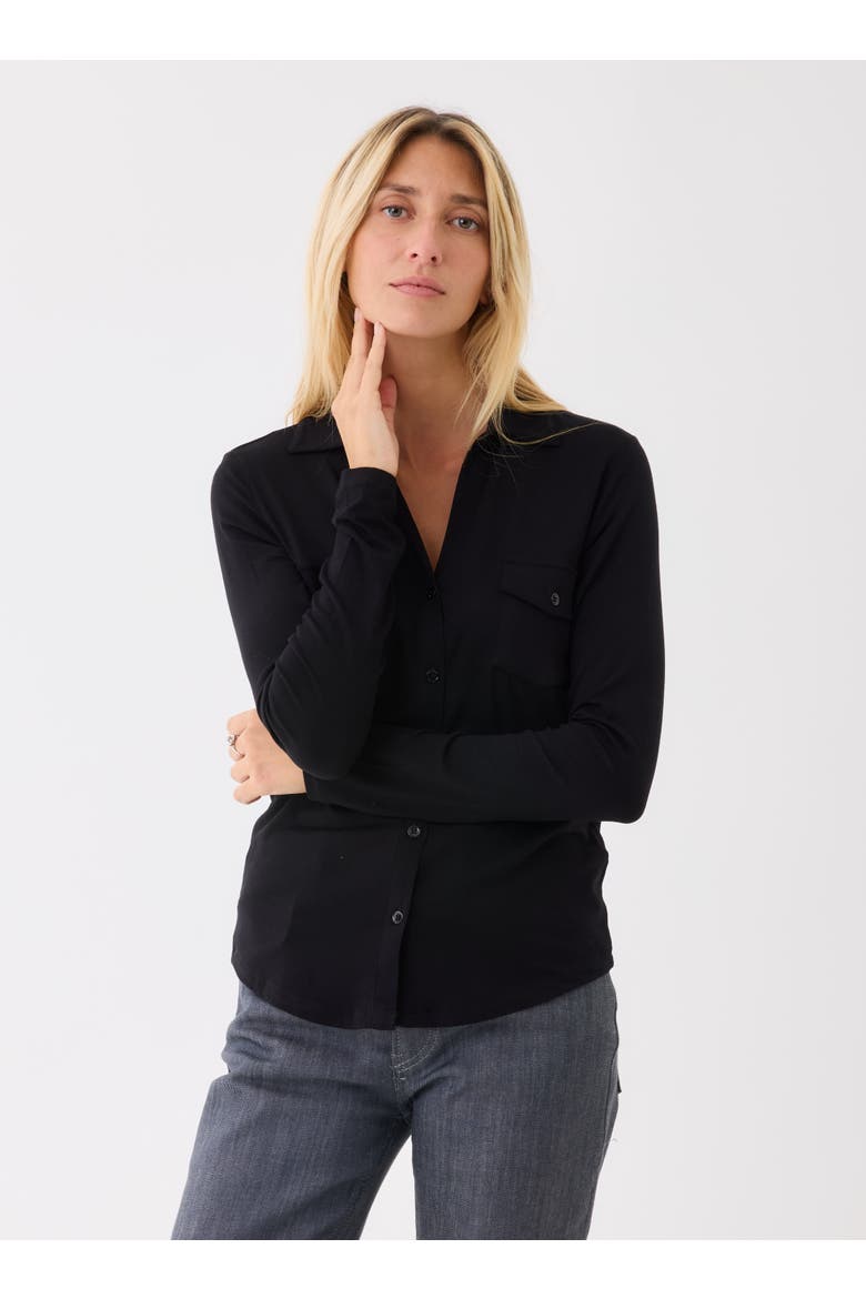 Soft Touch Long Sleeve Pocket Shirt, Main, color, NOIR