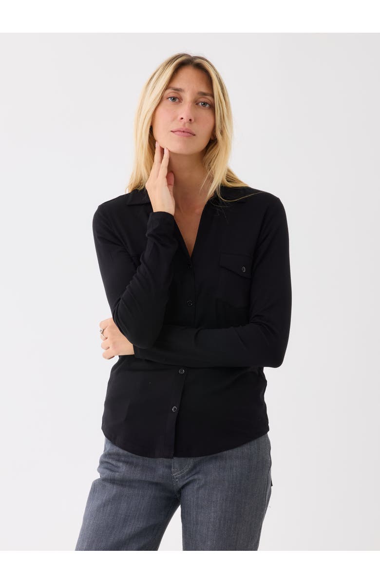 Majestic Filatures Soft Touch Long Sleeve Pocket Shirt, Main, color, Noir