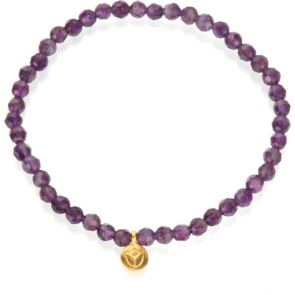Satya Jewelry Tranquility Lotus Amethyst Gemstone Bracelet In Purple