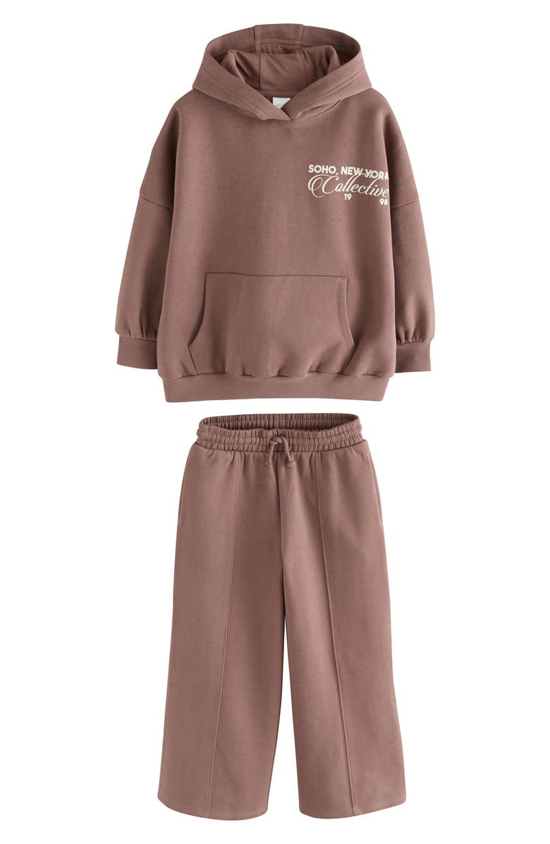 NEXT Kids' Sporty Graphic Hoodie & Sweatpants Set, Main, color, Brown