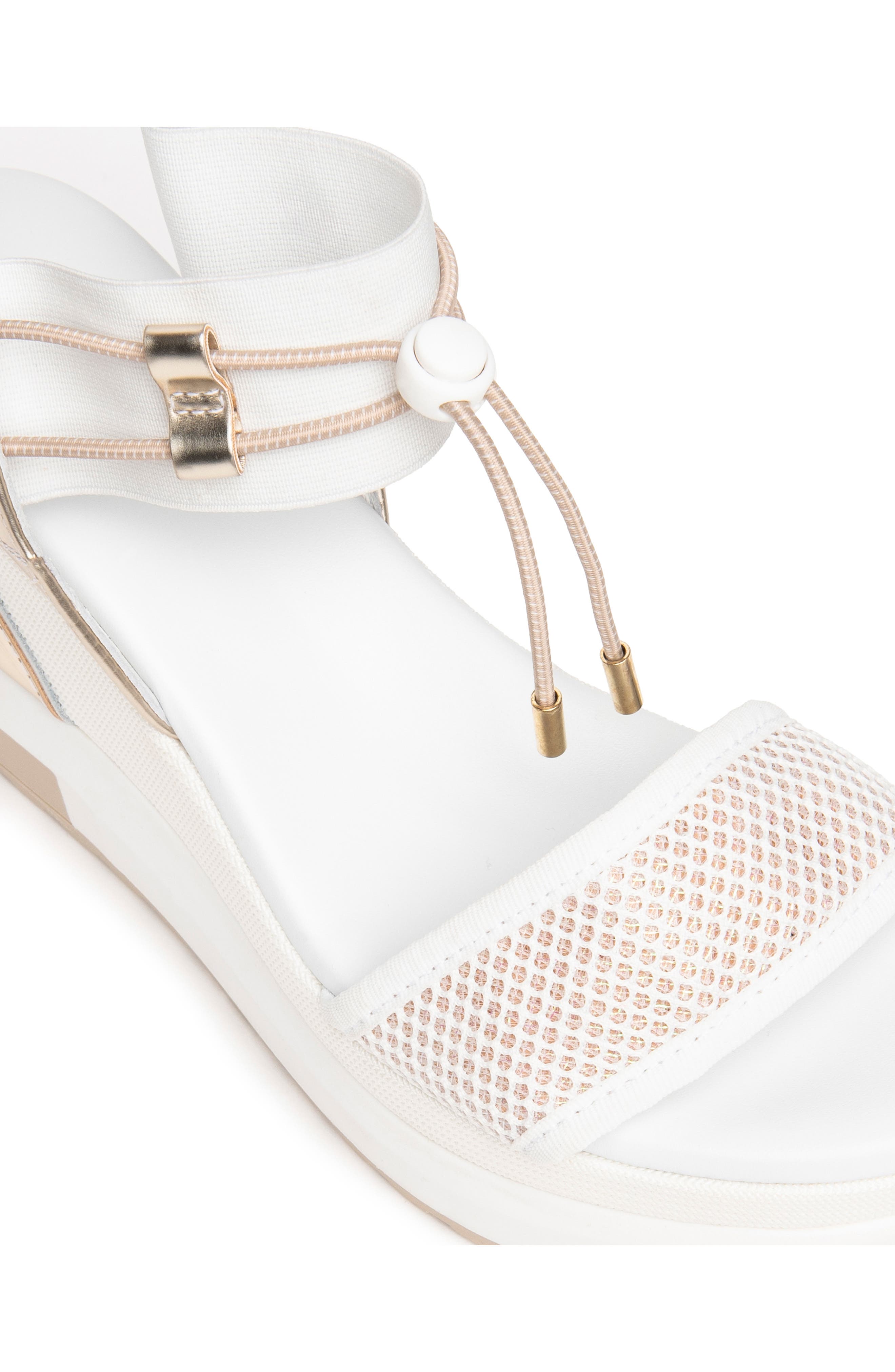 NeroGiardini Bungee Platform Wedge Sandal, Alternate, color, White/ Gold