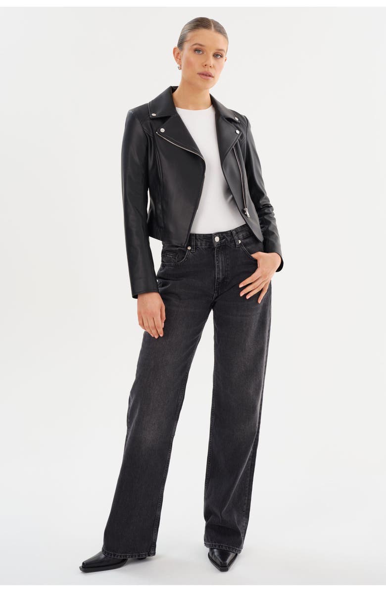 LAMARQUE Pascale | Fitted Faux Leather Jacket, Alternate, color, Black