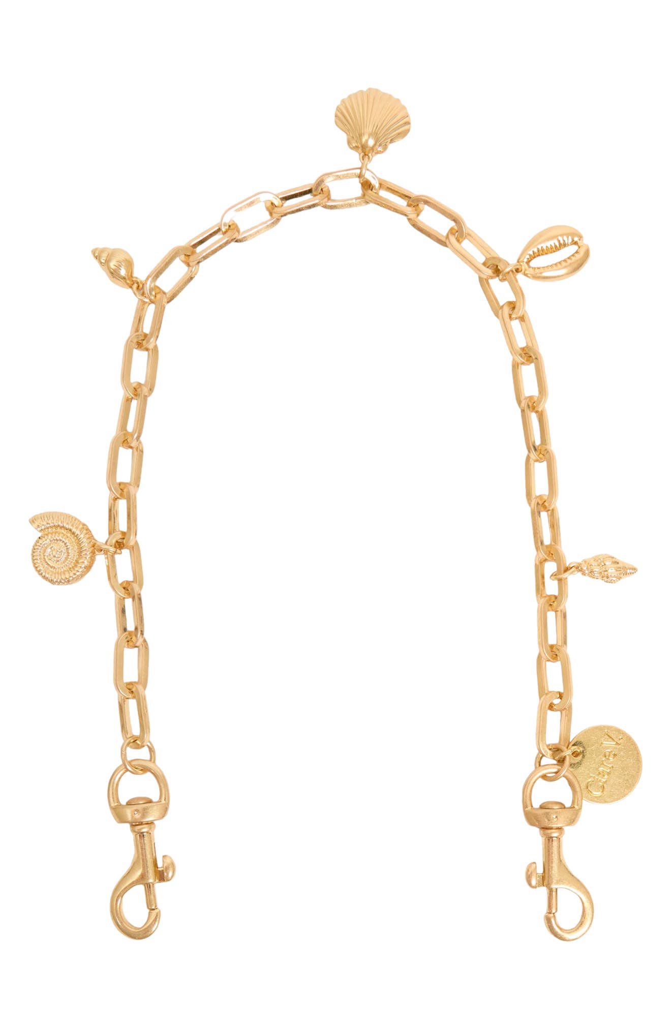 Shortie Sea Charms Bag Strap, Main, color, VINTAGE GOLD