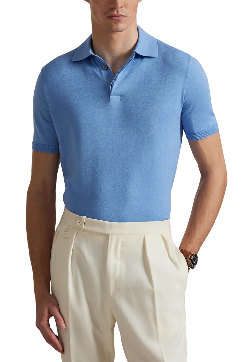 Rib Trim Cotton Polo, Main, color, SKY BLUE