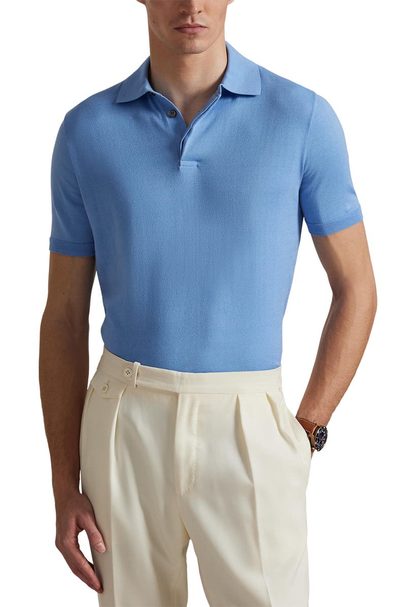 Polo Ralph Lauren Rib Trim Cotton Polo, Main, color, Sky Blue