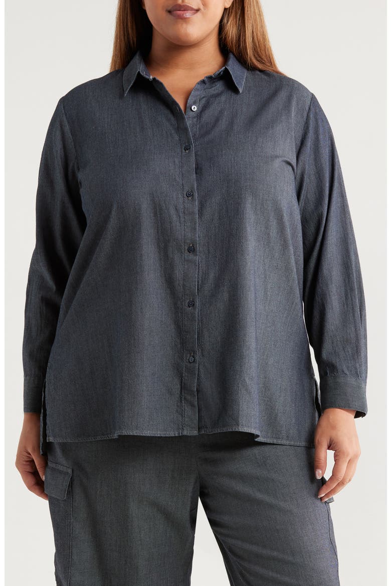 Classic Collar Easy Organic Cotton Button-Up Shirt, Main, color, DENIM