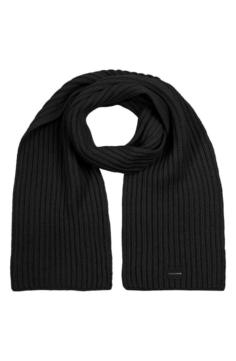Cole Haan Chunky Knit Scarf, Main, color, Caviar