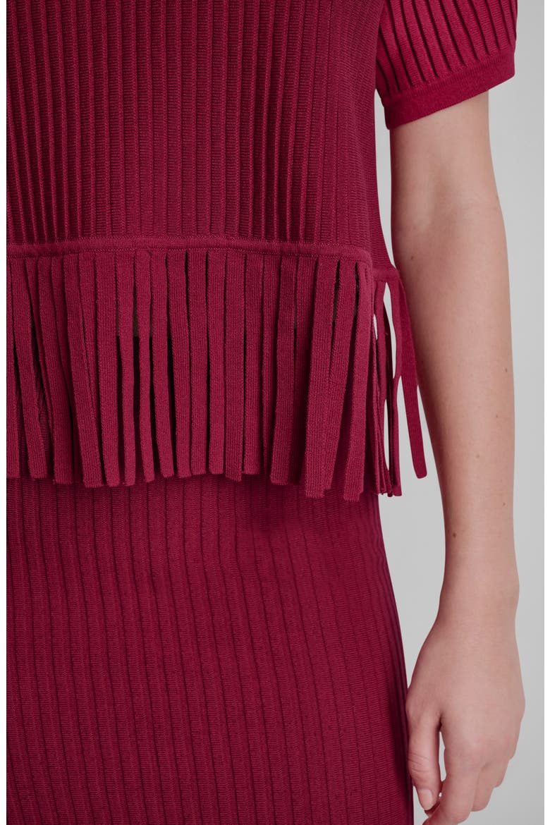 Fringe Short Sleeve Sweater, Alternate, color, RHYTHM RED