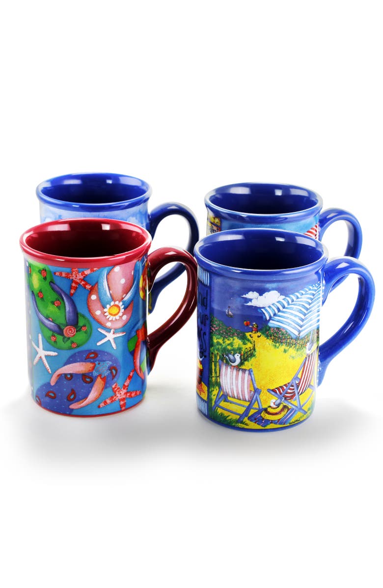 Gibson Home Beachcomber 4 Piece 16 Ounce Stoneware Mug Set, Main, color,