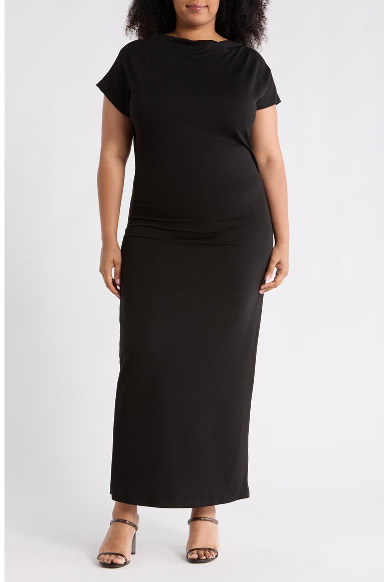 Off the Shoulder Ruched Dress, Main, color, BLACK