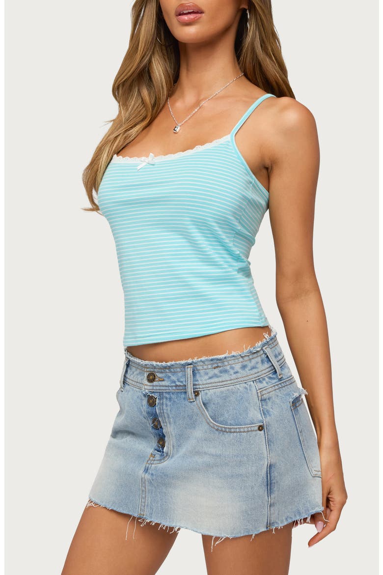 Emmaline Stripe Lace Trim Camisole, Alternate, color, AQUA