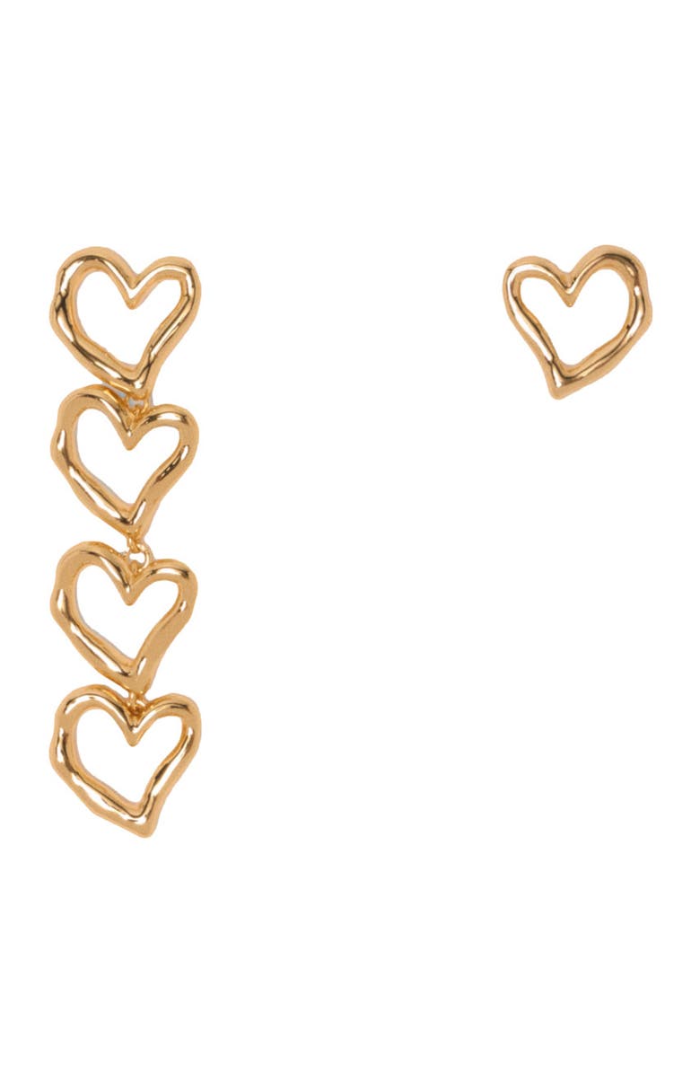 maje Asymmetric heart earrings, Main, color, Light Gold
