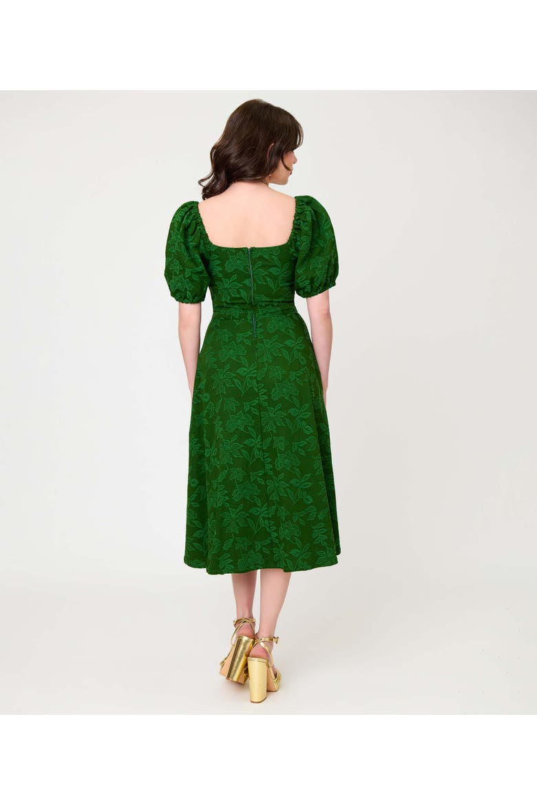 Jacquard Sweetheart Swing Dress, Alternate, color, Green Floral Print