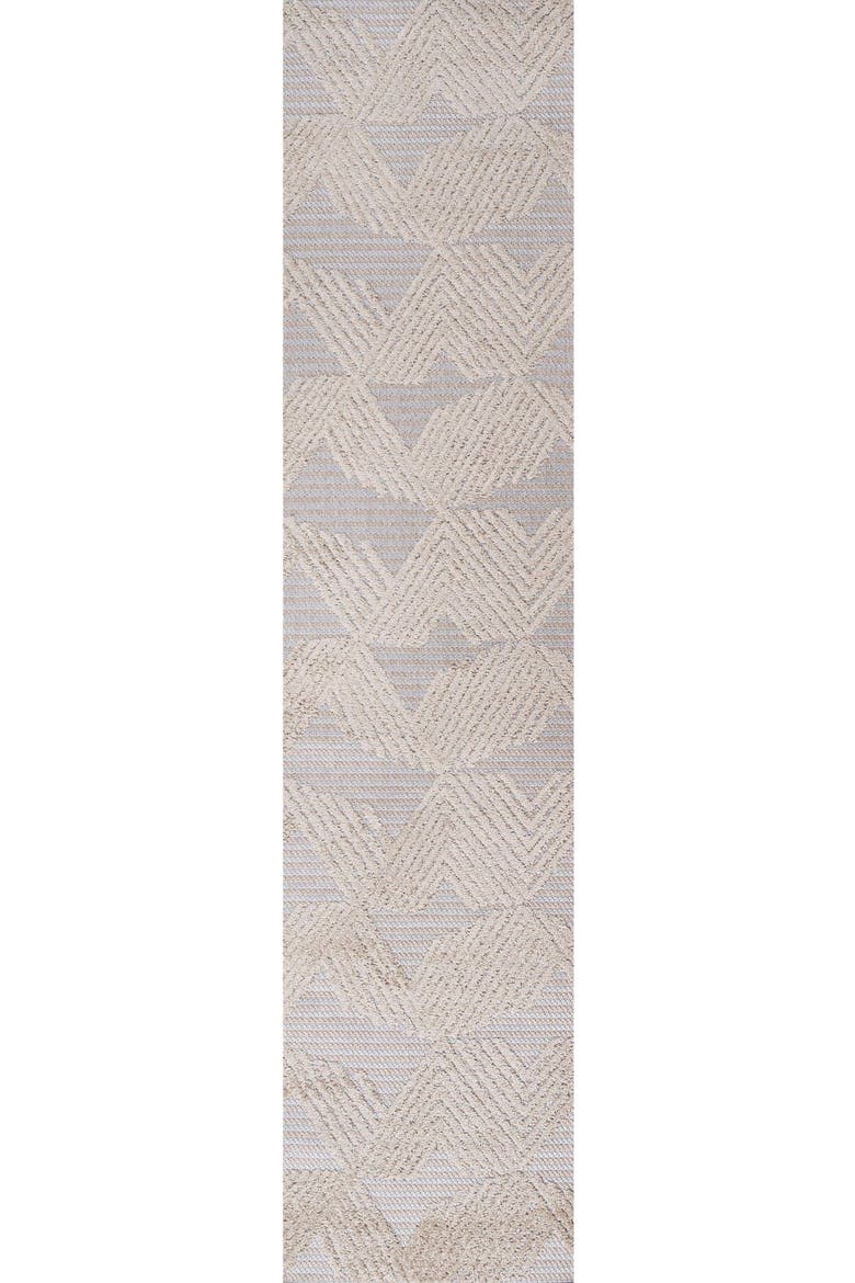 Jazz High-Low Pile Art Deco Geometric Indoor/Outdoor Area Rug, Main, color, Beige
