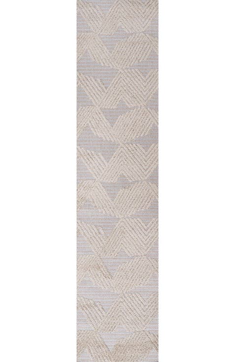 Jazz High-Low Pile Art Deco Geometric Indoor/Outdoor Area Rug