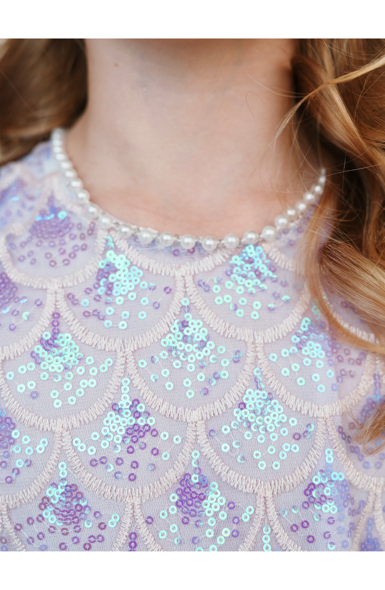 Mia Belle Girls Seaside Shimmer Mermaid Tulle Dress, Alternate, color, Purple