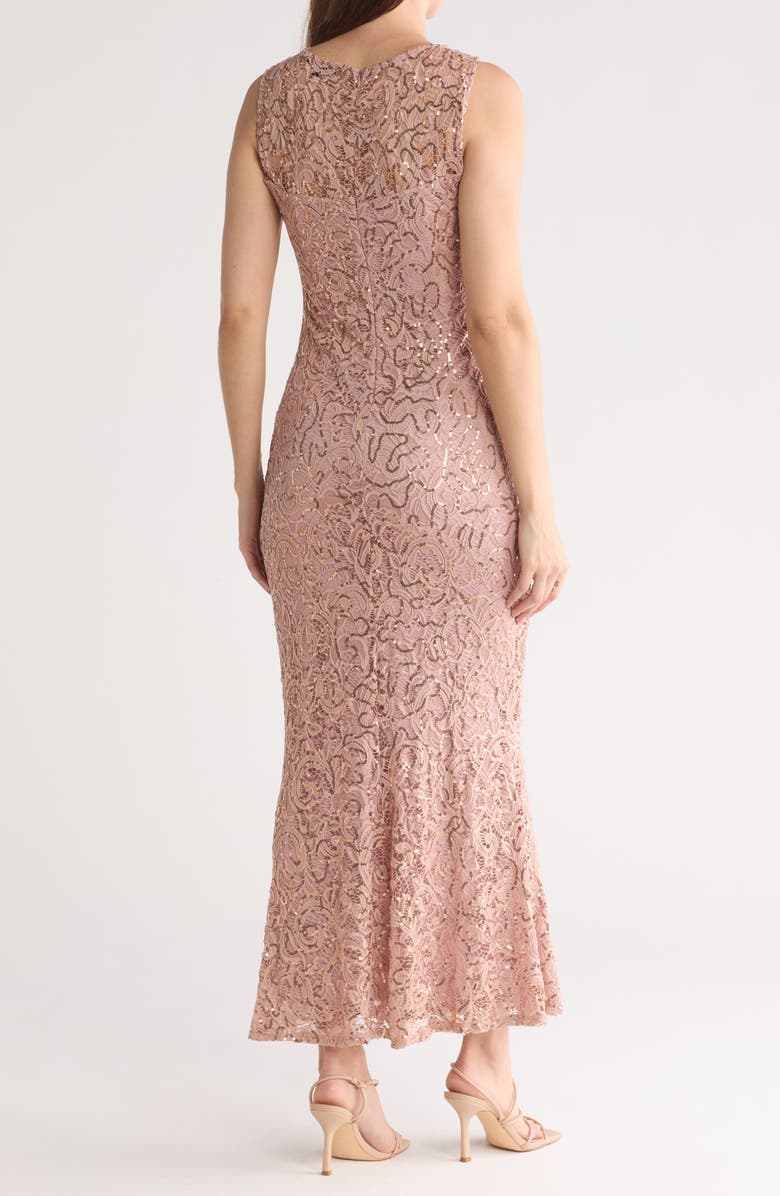 Marina Sequin Illusion Lace Trumpet Gown, Alternate, color, Blush