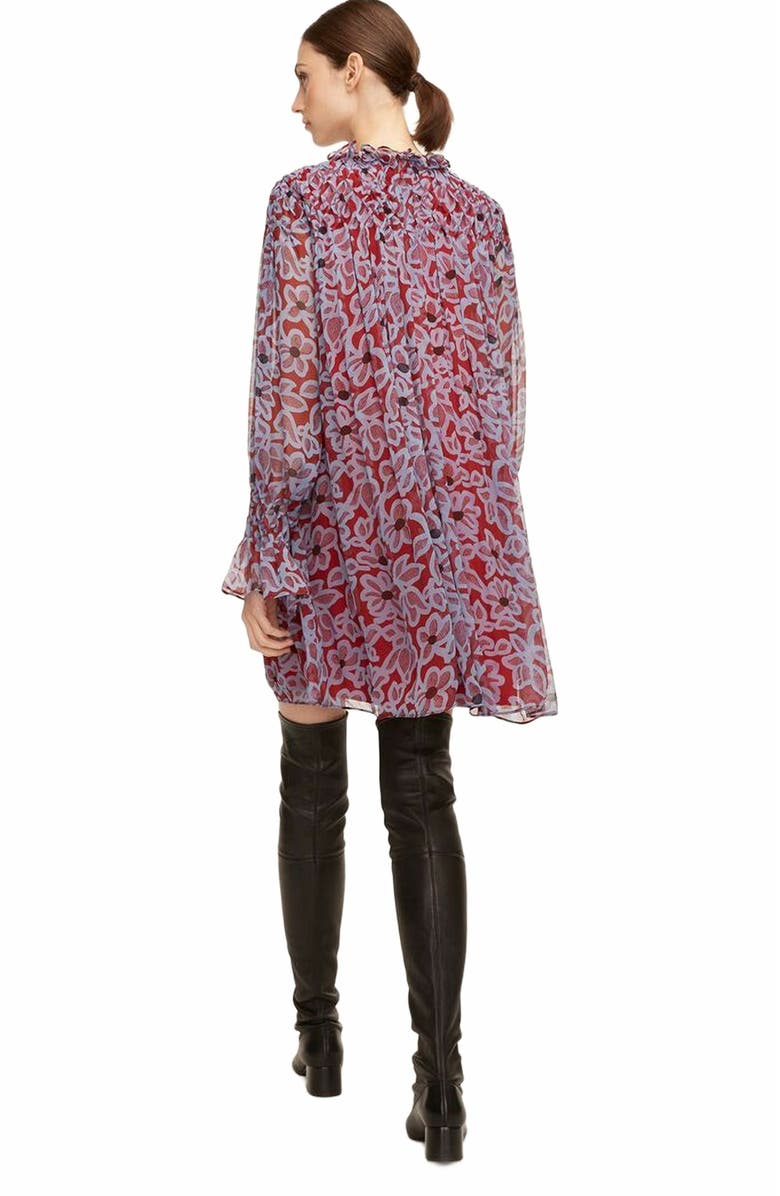 Rebecca Taylor Vera Fleur Chiffon Smocked Dress, Alternate, color, Vera Fleur Cherry Combo