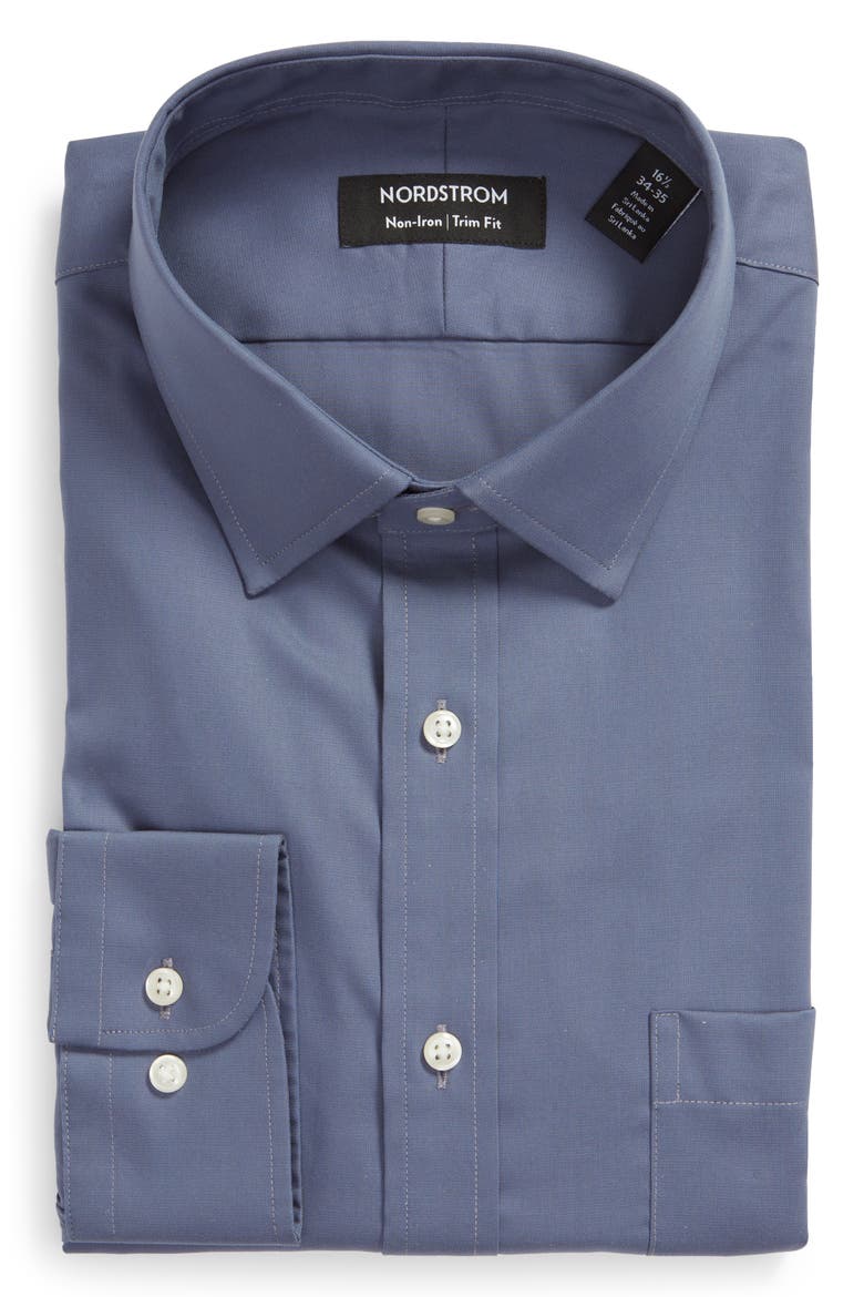 Trim Fit Non-Iron Dress Shirt, Main, color, BLUE CLEMATIS