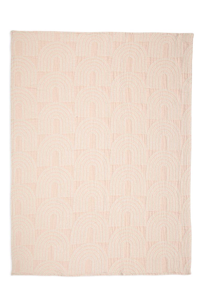 Jacquard Cotton Blanket, Alternate, color, PINK
