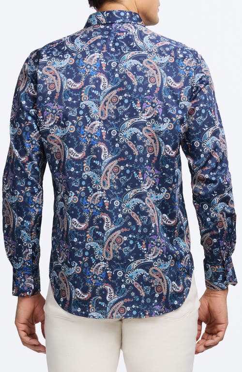 Robert Graham Chandler Floral & Paisley Stretch Cotton Button-up Shirt In Blue