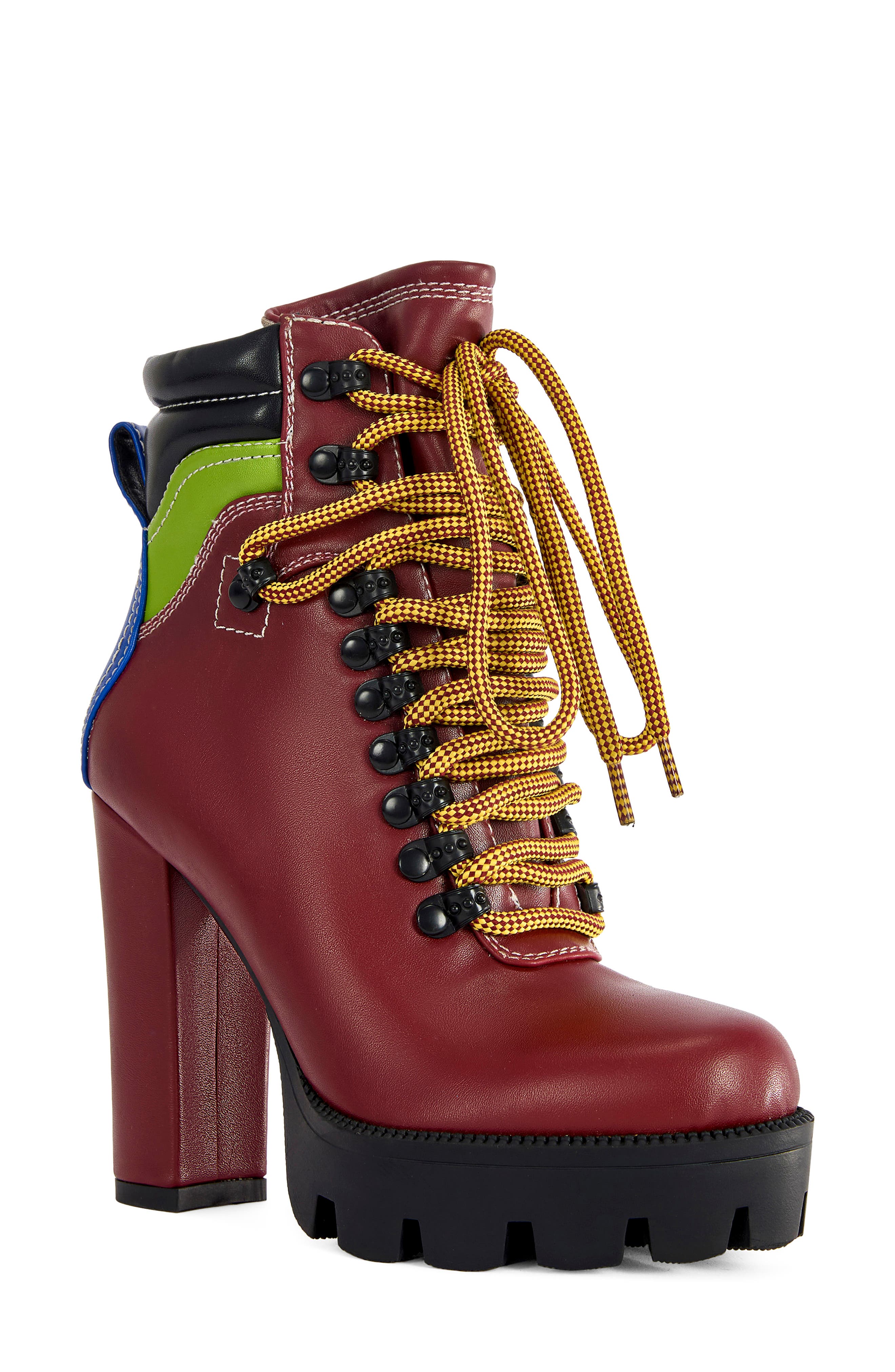 Deutch Lace Up Bootie, Main, color, RED MULTI