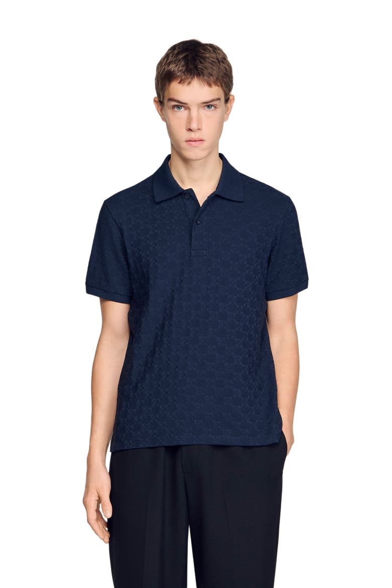 Square Cross jacquard polo shirt, Main, color, Midnight blue