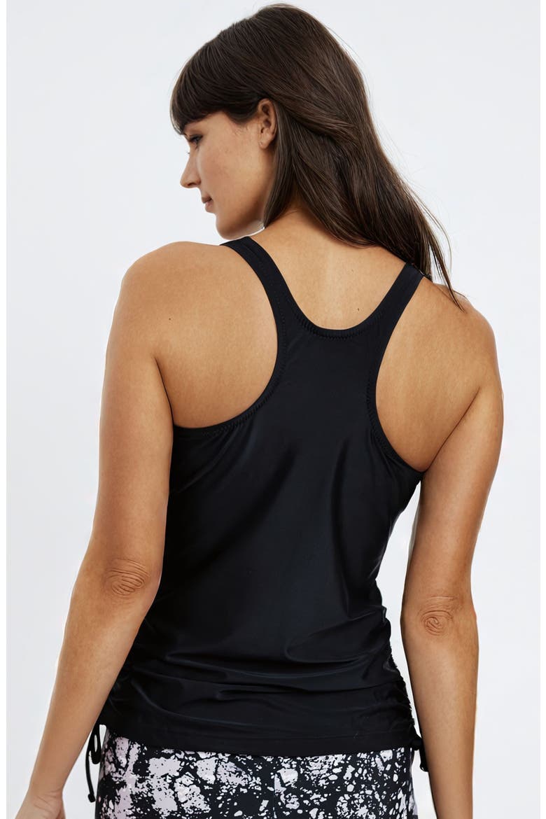 Maya Tankini Swim Top With Removable Cups and Navy Swim Shorts Set, Alternate, color, Black