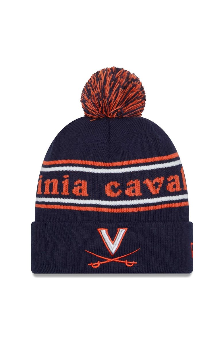 New Era Men's New Era Navy Virginia Cavaliers Marquee Cuffed Knit Hat with Pom, Main, color, 