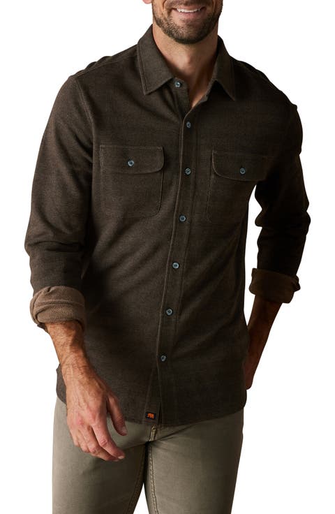 Textured Knit Long Sleeve Button-Up Shirt