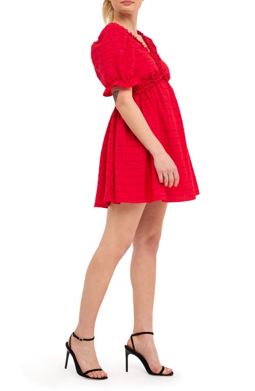 Free The Roses Ruffle Cross Back Cotton Minidress In Red