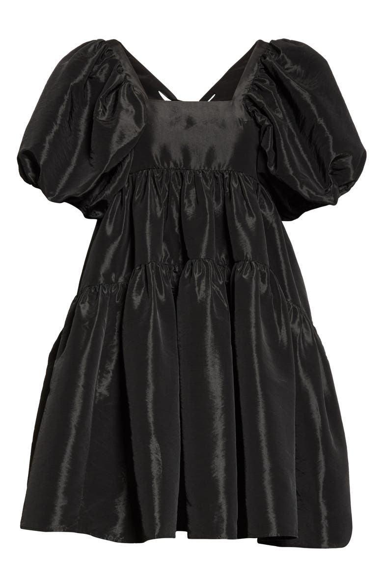 Cecilie Bahnsen Ami Velvet Bow Faille Babydoll Minidress, Alternate, color,