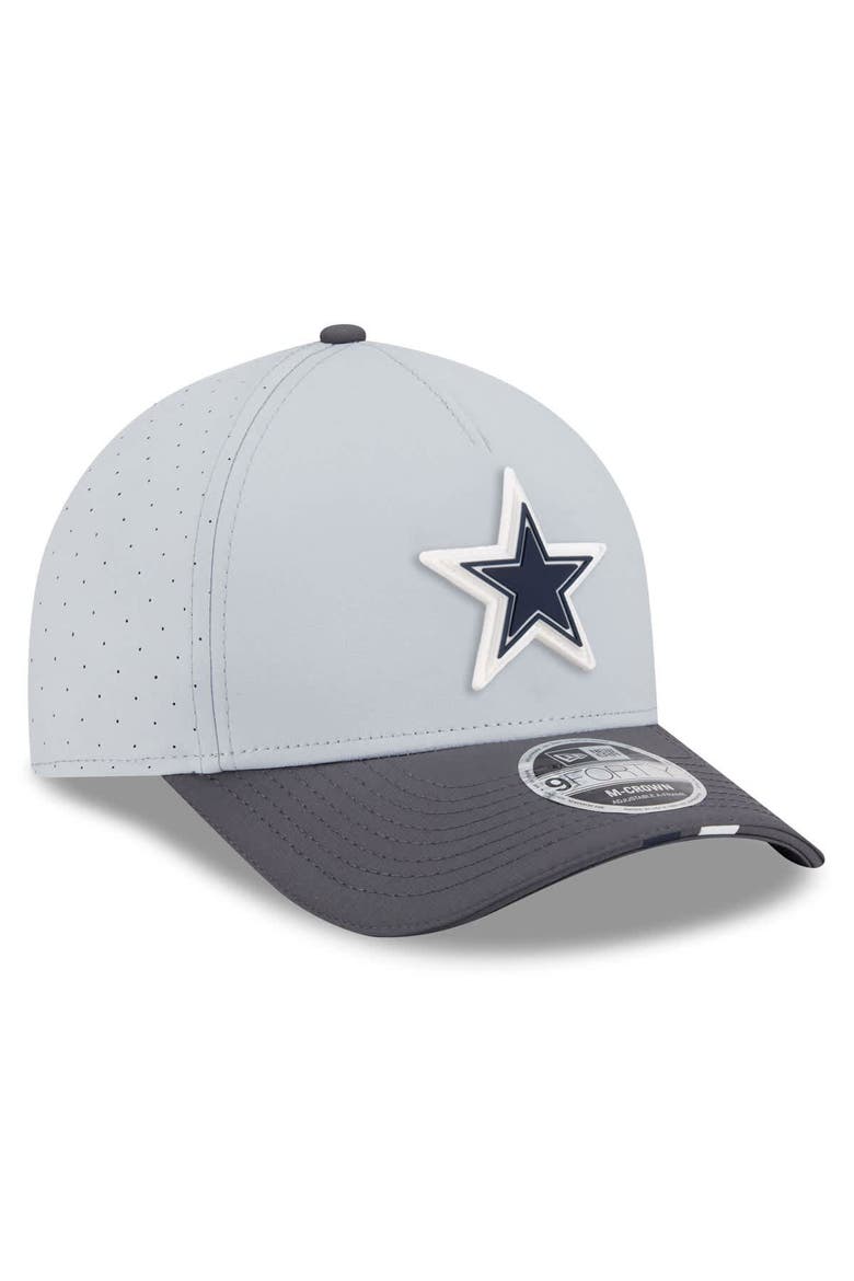 Men's New Era  Gray/Graphite Dallas Cowboys 2025 NFL Training Camp A-Frame 9FORTY Adjustable Hat, Alternate, color, Gray