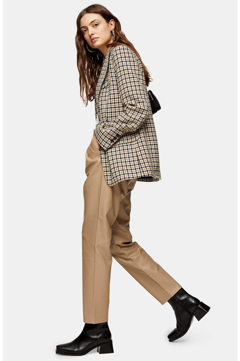 Faux Leather Peg Trousers, Alternate, color, CAMEL
