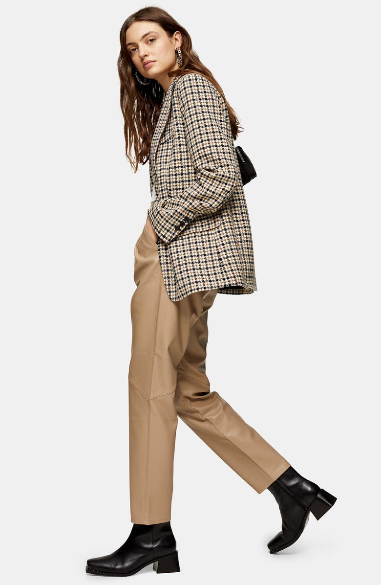 Topshop Faux Leather Peg Trousers, Alternate, color, 