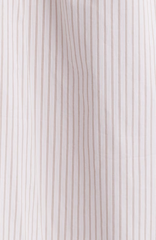 Charles Henry Stripe Ruched Waist Cotton Blend Midi Dress In Neutral