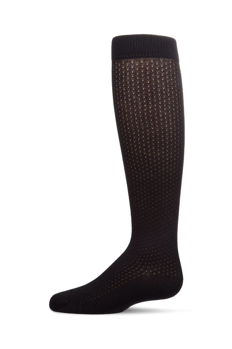 Pointelle Dot Knee High Socks, Main, color, Black