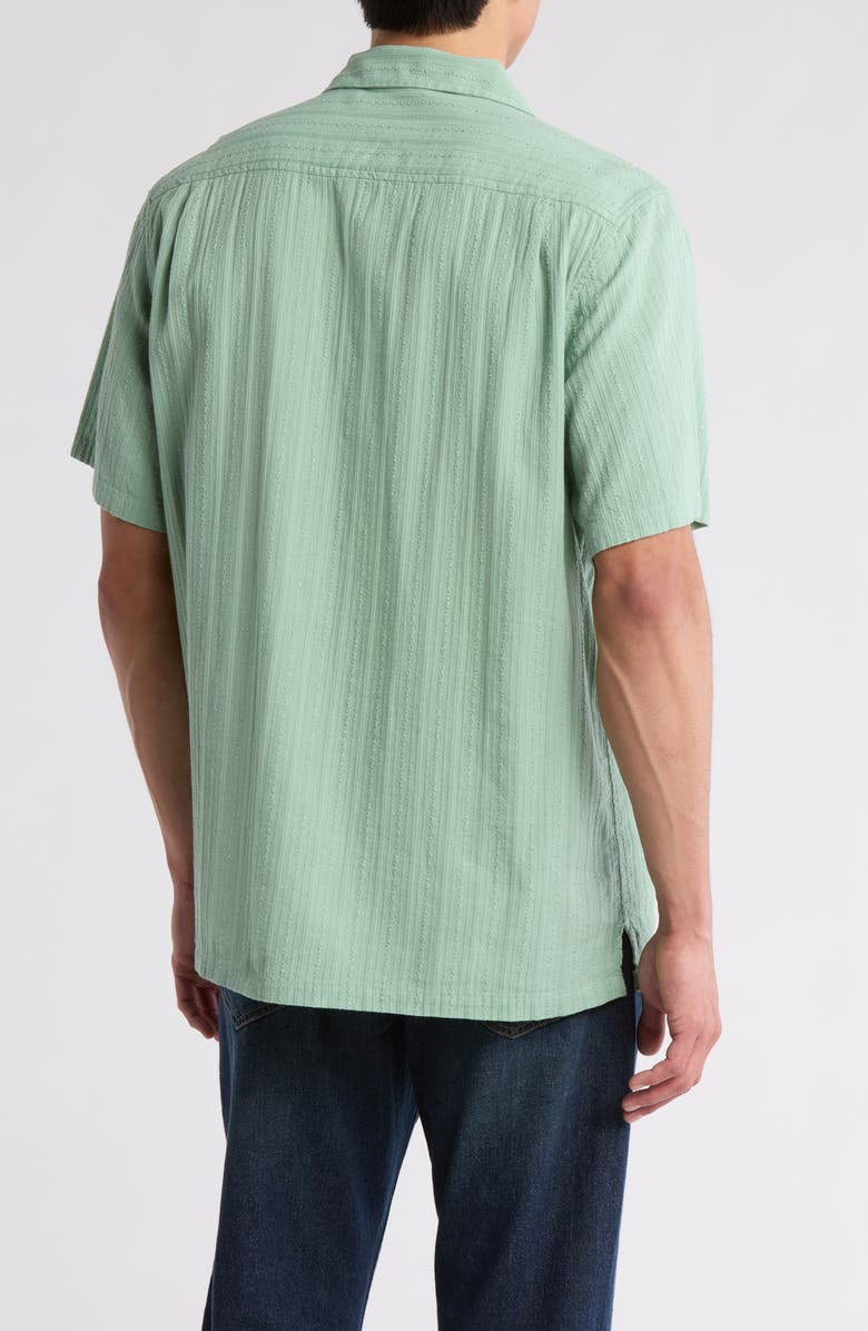 Lucky Brand Dobby Stripe Cotton Camp Shirt, Alternate, color, Granite Green