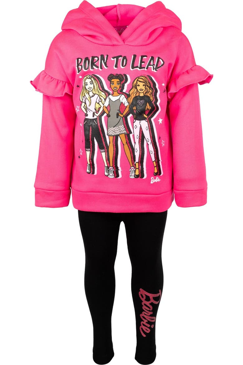 2-Piece Fleece Hoodie and Leggings Set, Alternate, color, Fuchsia Black