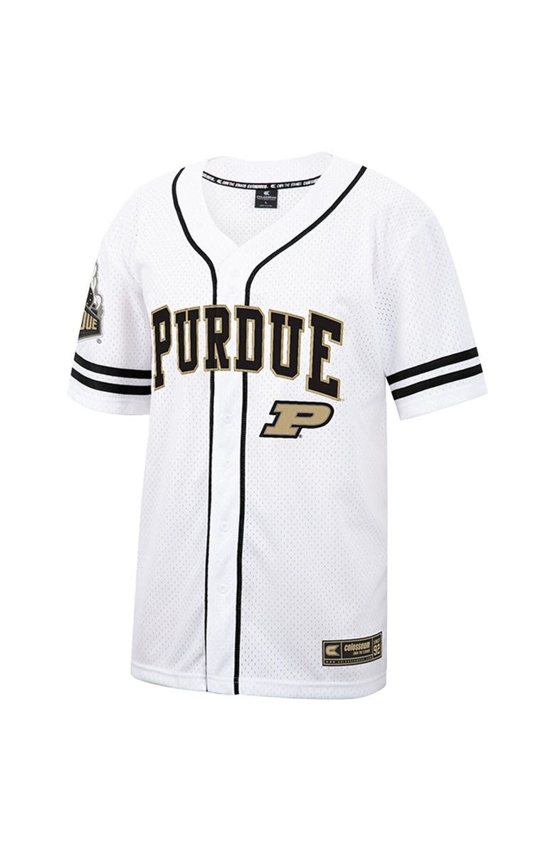 COLOSSEUM Men's Colosseum White Purdue Boilermakers Free Spirited Mesh Button-Up Baseball Jersey, Alternate, color,