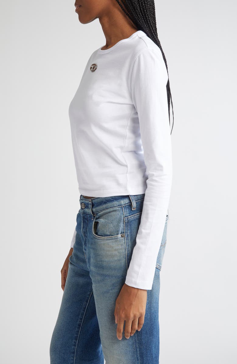 DIESEL<sup>®</sup> Metallic Oval D Cutout T-Shirt, Alternate, color, White