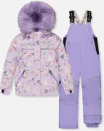 Deux par Deux Discover Cats Faux Fur Hood Jacket & Suspender Pants Two Piece Snowsuit