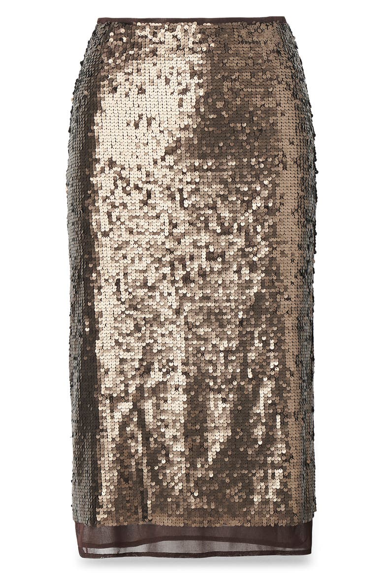 Lucy Sequin Pencil Skirt, Alternate, color, COFFEE
