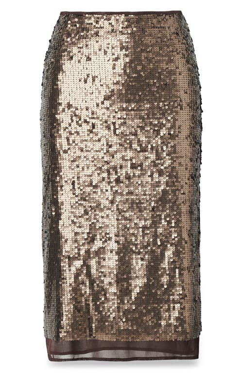 Rag & Bone Lucy Sequined Midi Skirt In Gold