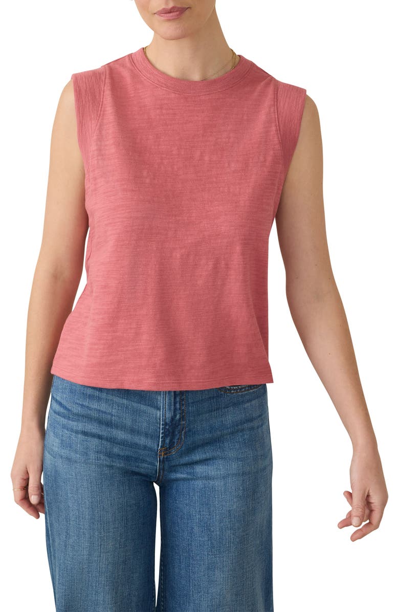 Faherty Sunwashed Slub Muscle Tank, Main, color, Baroque Rose