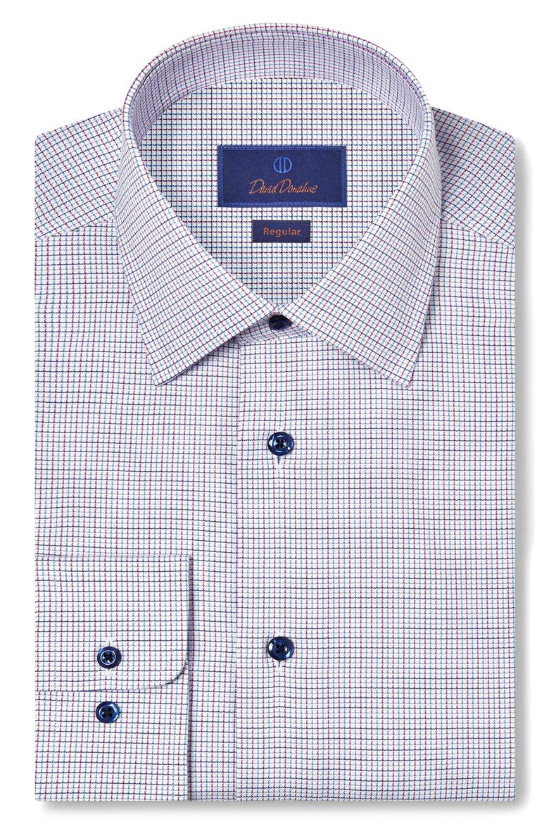 Regular Fit Microcheck Cotton Dobby Dress Shirt, Main, color, BLUE/ BERRY
