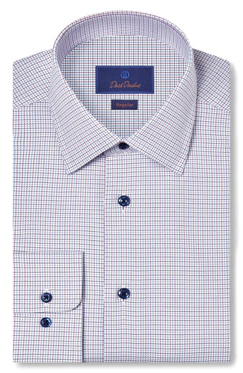 Regular Fit Microcheck Cotton Dobby Dress Shirt