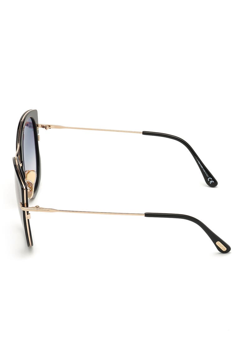 Joey 56mm Cat Eye Sunglasses, Alternate, color, SHINY BLACK/ GRADIENT SMOKE