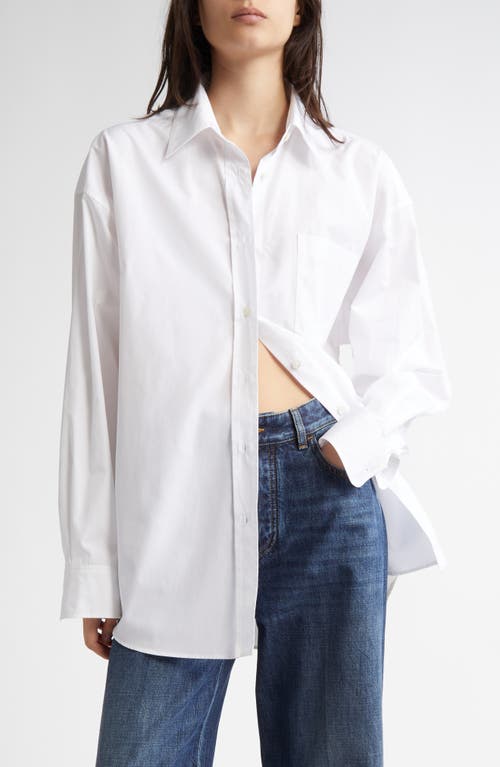 Stella Mccartney Poppy Back Mixed Media Button-up Shirt In White