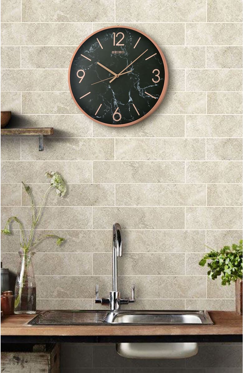 Seiko 16in. Noir Wall Clock, Alternate, color, Black